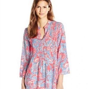 Lilly Pulitzer Sarasota Pleated 3/4 Sleeve Tunic Top